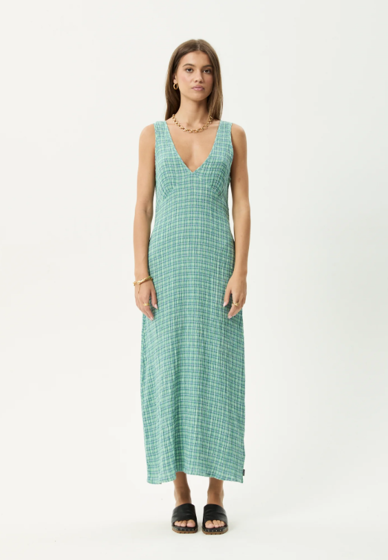 AFENDS Womens Creator Jesse - Seersucker Mini Dress - Pine
