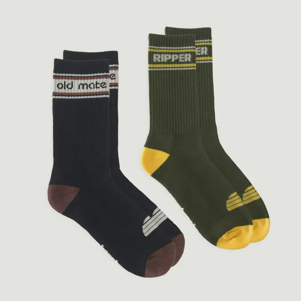 BANABAE Old Mate and Ripper Organic Cotton Crew Sock Adult Pack