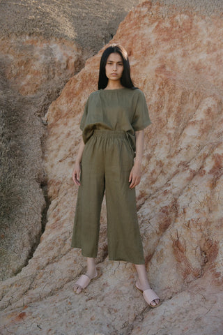 HEMP CLOTHING AUSTRALIA Pull On Pants - Olive