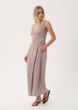 AFENDS Jacqueline Hemp Maxi Dress - Mahogany Check