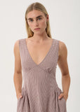 AFENDS Jacqueline Hemp Maxi Dress - Mahogany Check