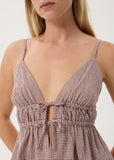 AFENDS Ana Tie Top - Mahogany Check