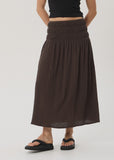 AFENDS Rachel Focus Hemp Seersucker Maxi Skirt - Coffee