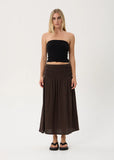 AFENDS Rachel Focus Hemp Seersucker Maxi Skirt - Coffee