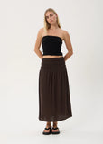 AFENDS Rachel Focus Hemp Seersucker Maxi Skirt - Coffee