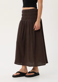 AFENDS Rachel Focus Hemp Seersucker Maxi Skirt - Coffee