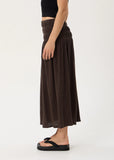 AFENDS Rachel Focus Hemp Seersucker Maxi Skirt - Coffee