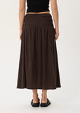 AFENDS Rachel Focus Hemp Seersucker Maxi Skirt - Coffee