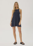 AFENDS Sammy Thea - Hemp Seersucker Mini Dress - Midnight Check
