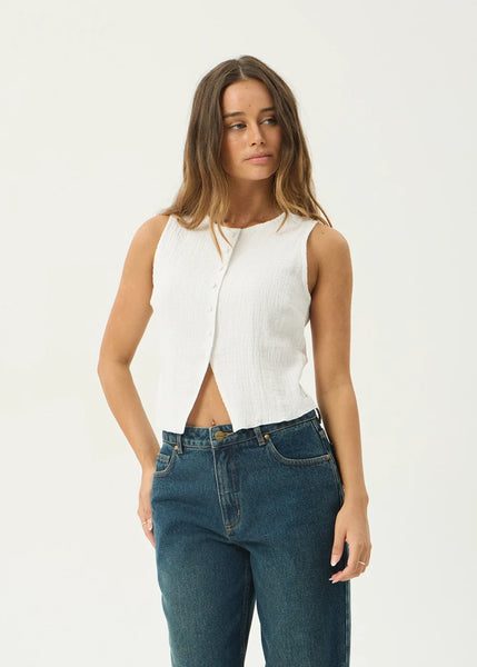 AFENDS Lana - Seersucker Top - Off White