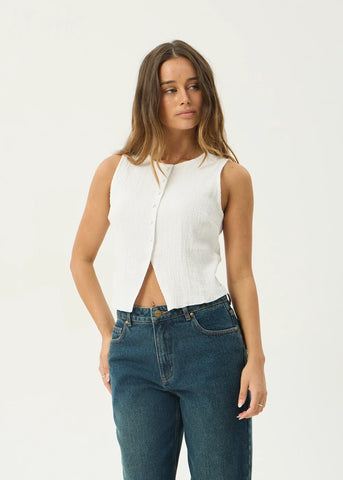 AFENDS Lana - Seersucker Top - Off White