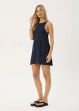 AFENDS Sammy Thea - Hemp Seersucker Mini Dress - Midnight Check