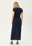 AFENDS Felicity Thea Hemp Seersucker Maxi Dress - Midnight Check