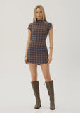 AFENDS Elodie Shev - Hemp Seersucker Check Dress - Indigo Check