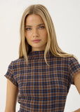 AFENDS Elodie Shev - Hemp Seersucker Check Dress - Indigo Check