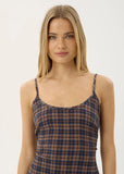 AFENDS Rumi Shev - Hemp Seersucker Check Dress - Indigo Check