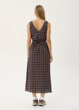 AFENDS Tully Shev - Hemp Seersucker Maxi Dress - Indigo Check