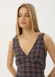AFENDS Tully Shev - Hemp Seersucker Maxi Dress - Indigo Check