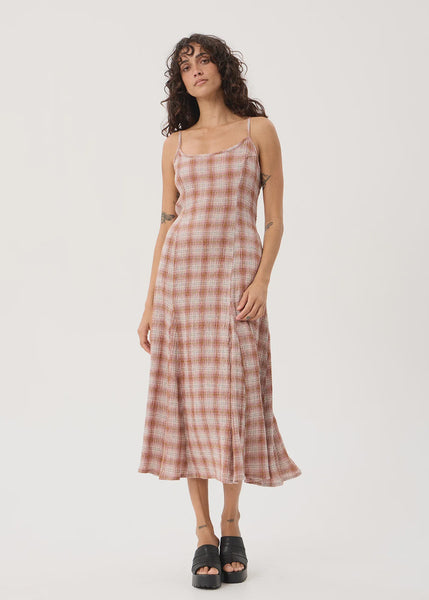 AFENDS Helena Mirage Hemp Seersucker Maxi Dress - Desert Check