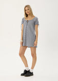 AFENDS Lenni Indy Hemp Mini Dress - Navy Check