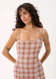 AFENDS Helena Mirage Hemp Seersucker Maxi Dress - Desert Check