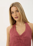 AFENDS Montana Indy - Hemp Mini Halter Dress - Rose Check