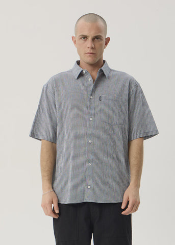 AFENDS Independent Short Sleeve Shirt - Navy Check