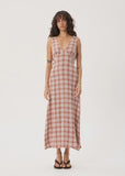 AFENDS Tully Mirage Hemp Seersucker Maxi Dress - Desert Check