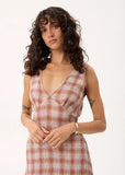 AFENDS Tully Mirage Hemp Seersucker Maxi Dress - Desert Check