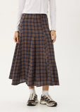 AFENDS Lana Shev - Hemp Seersucker Midi Skirt - Indigo Check
