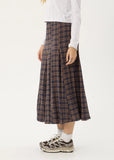 AFENDS Lana Shev - Hemp Seersucker Midi Skirt - Indigo Check