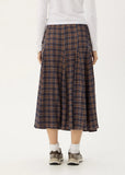 AFENDS Lana Shev - Hemp Seersucker Midi Skirt - Indigo Check