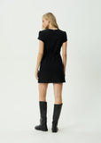 AFENDS Farah Hemp Seersucker Wrap Mini Dress - Black