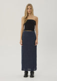 AFENDS Lita Thea - Hemp Seersucker Maxi Skirt - Midnight Check
