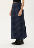 AFENDS Lita Thea - Hemp Seersucker Maxi Skirt - Midnight Check