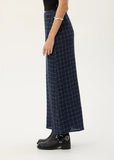 AFENDS Lita Thea - Hemp Seersucker Maxi Skirt - Midnight Check