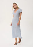 AFENDS Maeve Base Hemp Seersucker Maxi Dress - Powder Blue Check