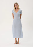 AFENDS Maeve Base Hemp Seersucker Maxi Dress - Powder Blue Check