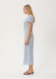 AFENDS Maeve Base Hemp Seersucker Maxi Dress - Powder Blue Check