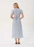 AFENDS Maeve Base Hemp Seersucker Maxi Dress - Powder Blue Check