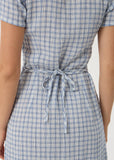 AFENDS Maeve Base Hemp Seersucker Maxi Dress - Powder Blue Check