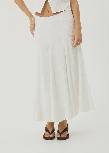 AFENDS Lana - Seersucker Midi Skirt - Off White