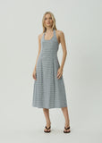 AFENDS Maya Indy - Hemp Midi Dress - Navy check