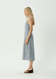 AFENDS Maya Indy - Hemp Midi Dress - Navy check