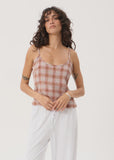 AFENDS Bree Seersucker Sleeveless Top - Desert check
