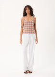 AFENDS Bree Seersucker Sleeveless Top - Desert check
