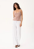 AFENDS Bree Seersucker Sleeveless Top - Desert check