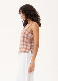 AFENDS Bree Seersucker Sleeveless Top - Desert check