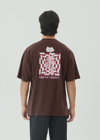 AFENDS Perception - Boxy Tee - Washed Coffee