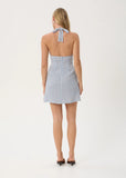 AFENDS Montana Seersucker Halter Mini Dress - Powder Blue Check